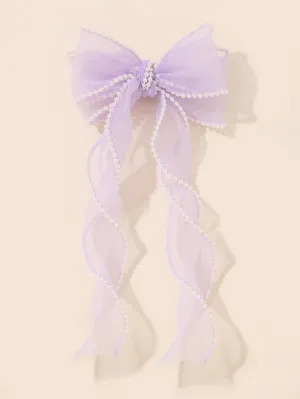 Purple Bow & Pearl Decor Hair Clip for Women Barrette Styling Hair Accessories