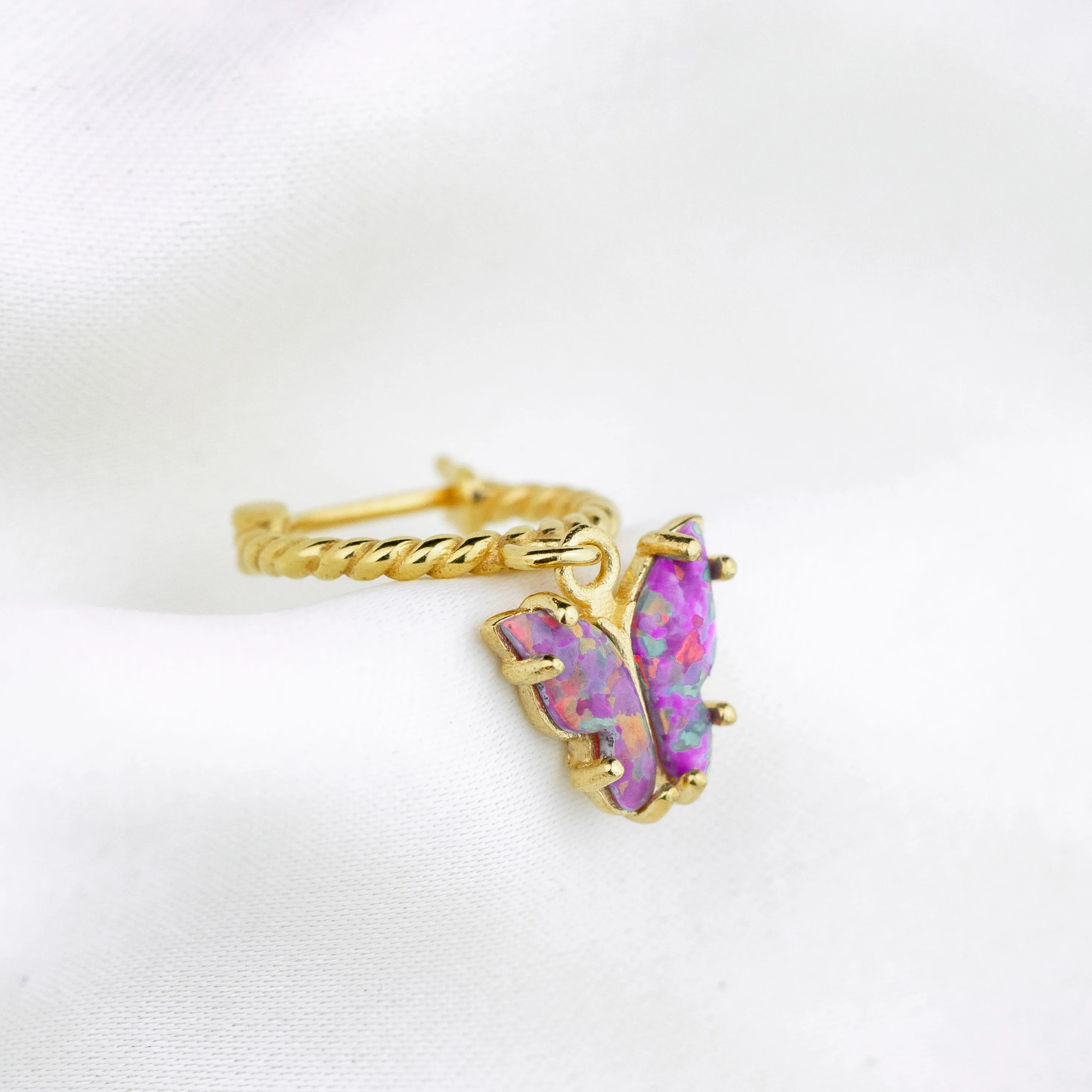 Purple Opal Wings Butterfly Earring