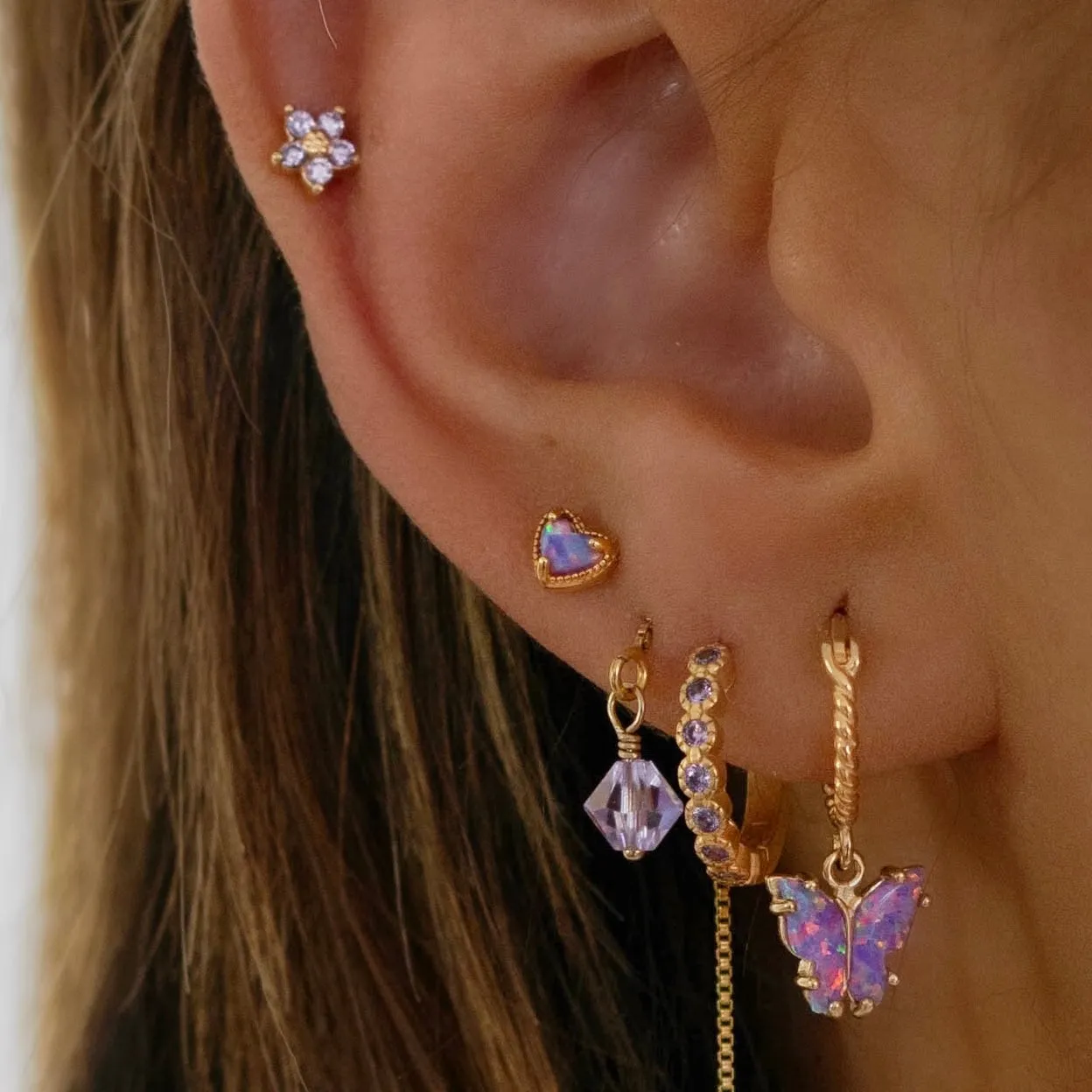 Purple Opal Wings Butterfly Earring