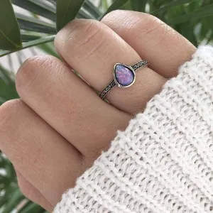 Purple Tear Drop Opal Ring