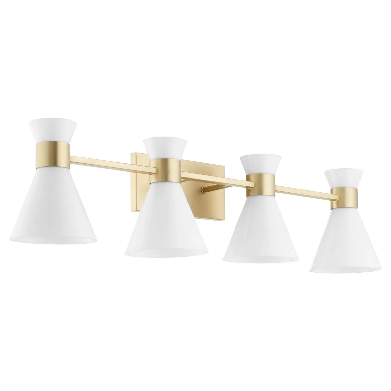 Quorum Beldar 5119-4-80 Vanity - Aged Brass W/ Gloss Opal