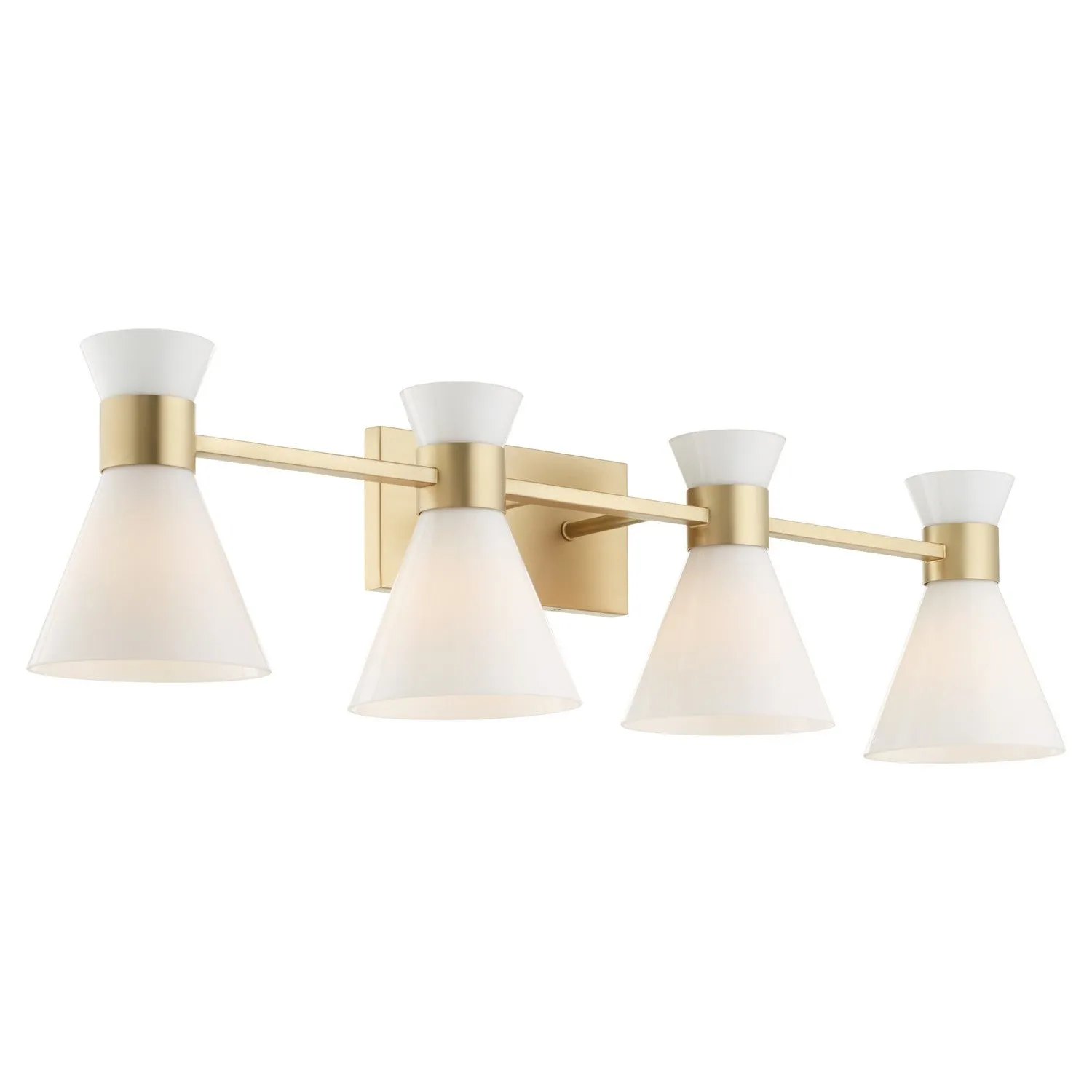 Quorum Beldar 5119-4-80 Vanity - Aged Brass W/ Gloss Opal