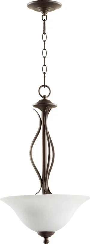 Quorum Spencer 8110-3-186 Pendant - Oiled Bronze W/ Satin Opal