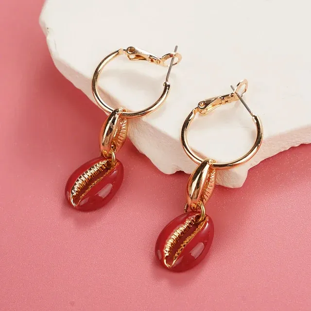 Red Enamel Coral Tree Antlers Acrylic Resin Dangle Earrings