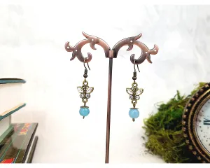 Rhinestone Butterfly Earrings in Aqua Blue, Wedding, Bridesmaid, Garden, Art Nouveau, Belle Époque, Renaissance, Garden, Choice of Colors