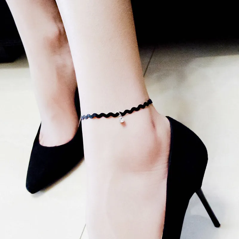 Rhinestone Flash Diamond Wave Sexy Lace Anklet