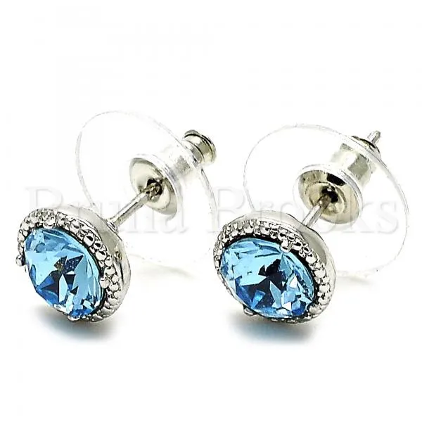 Rhodium Plated Stud Earring, with Swarovski Crystals, Rhodium Tone