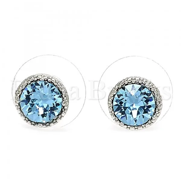 Rhodium Plated Stud Earring, with Swarovski Crystals, Rhodium Tone
