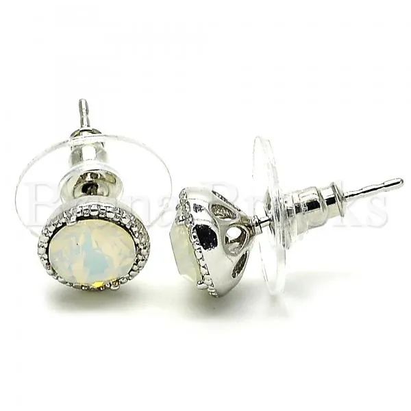 Rhodium Plated Stud Earring, with Swarovski Crystals, Rhodium Tone