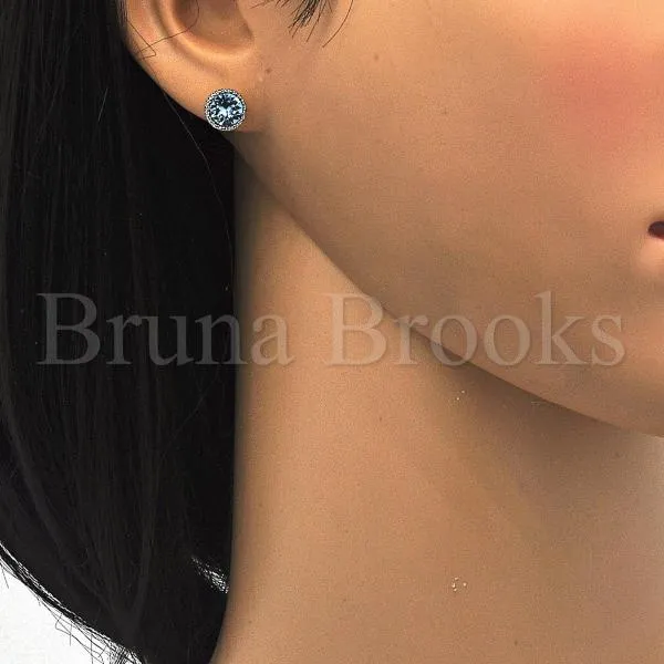 Rhodium Plated Stud Earring, with Swarovski Crystals, Rhodium Tone