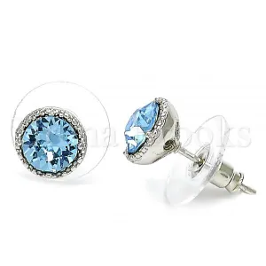Rhodium Plated Stud Earring, with Swarovski Crystals, Rhodium Tone