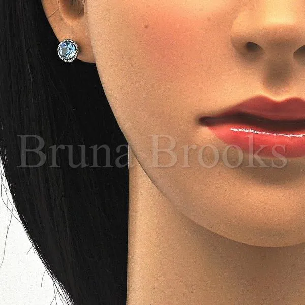 Rhodium Plated Stud Earring, with Swarovski Crystals, Rhodium Tone
