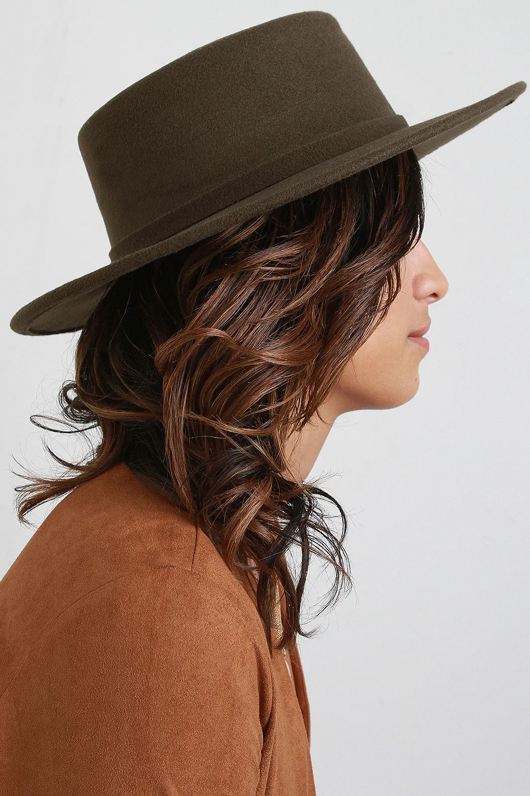 Ribbon Wool Boater Hat