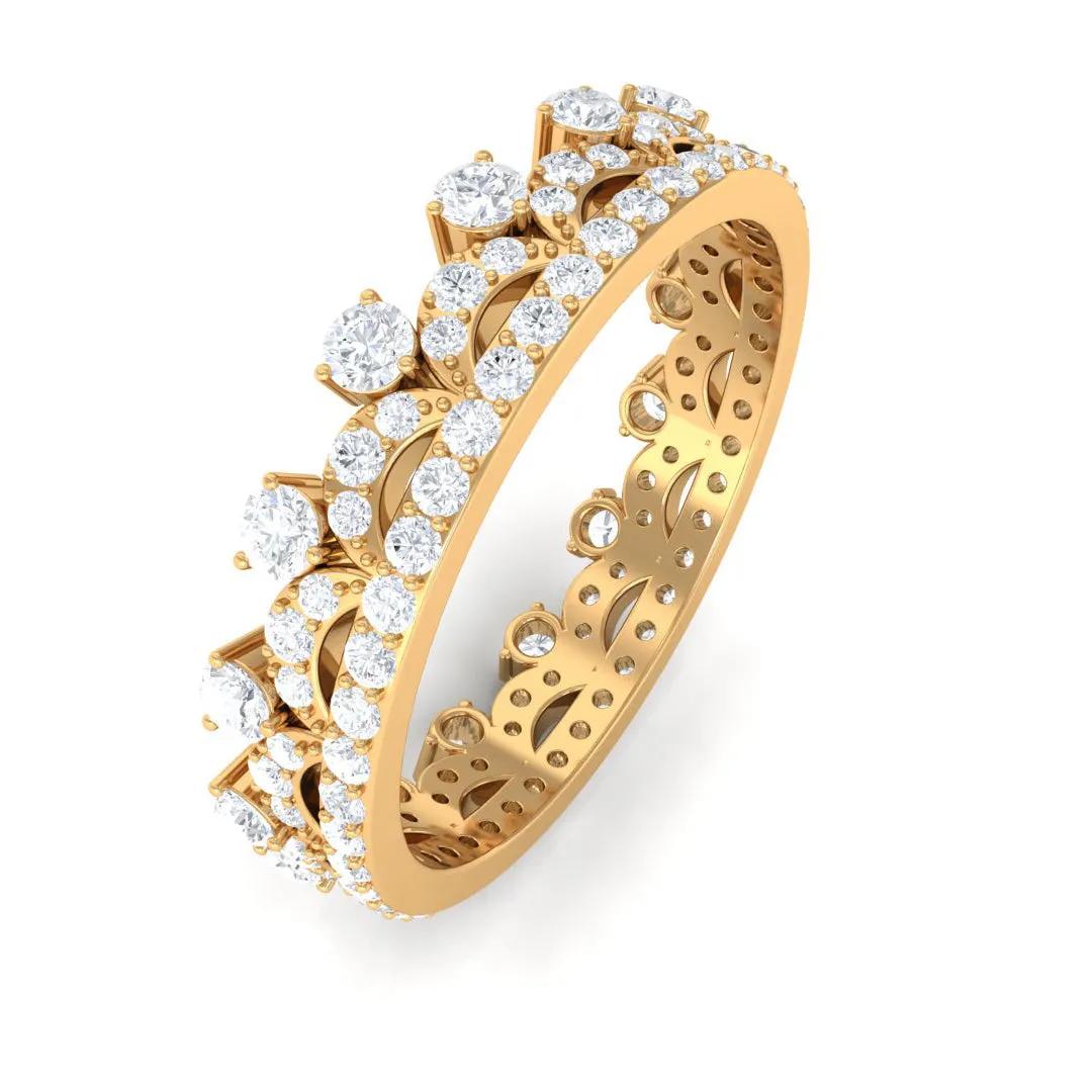 Round Moissanite Eternity Crown Wedding Ring