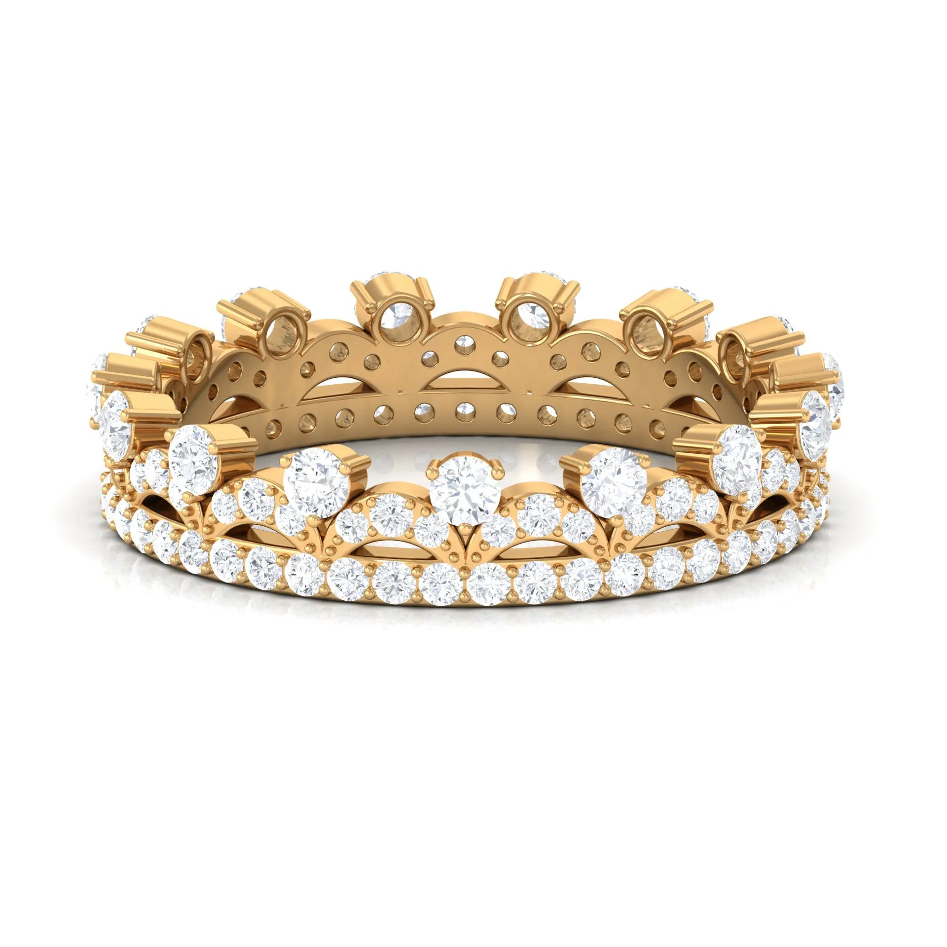 Round Moissanite Eternity Crown Wedding Ring