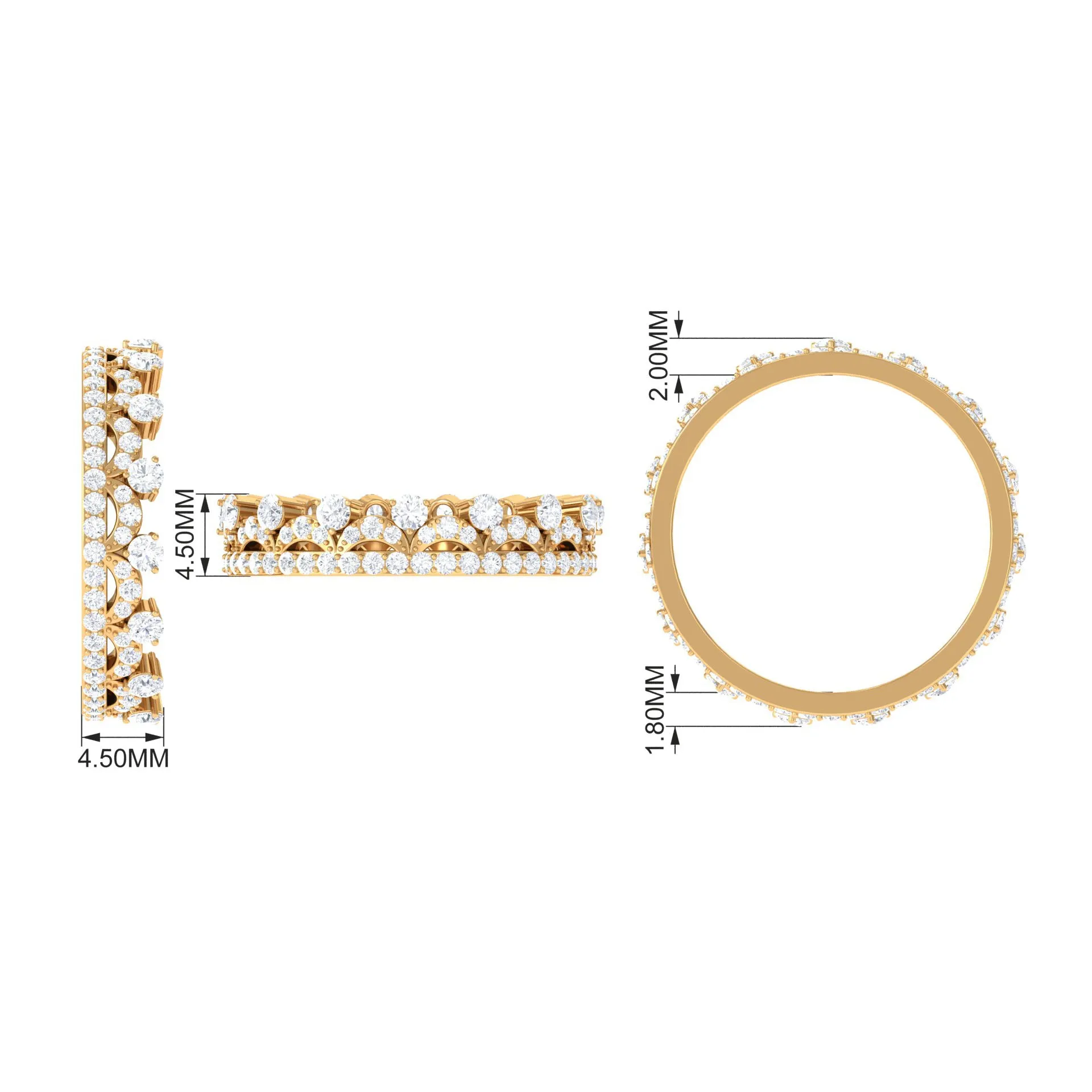 Round Moissanite Eternity Crown Wedding Ring