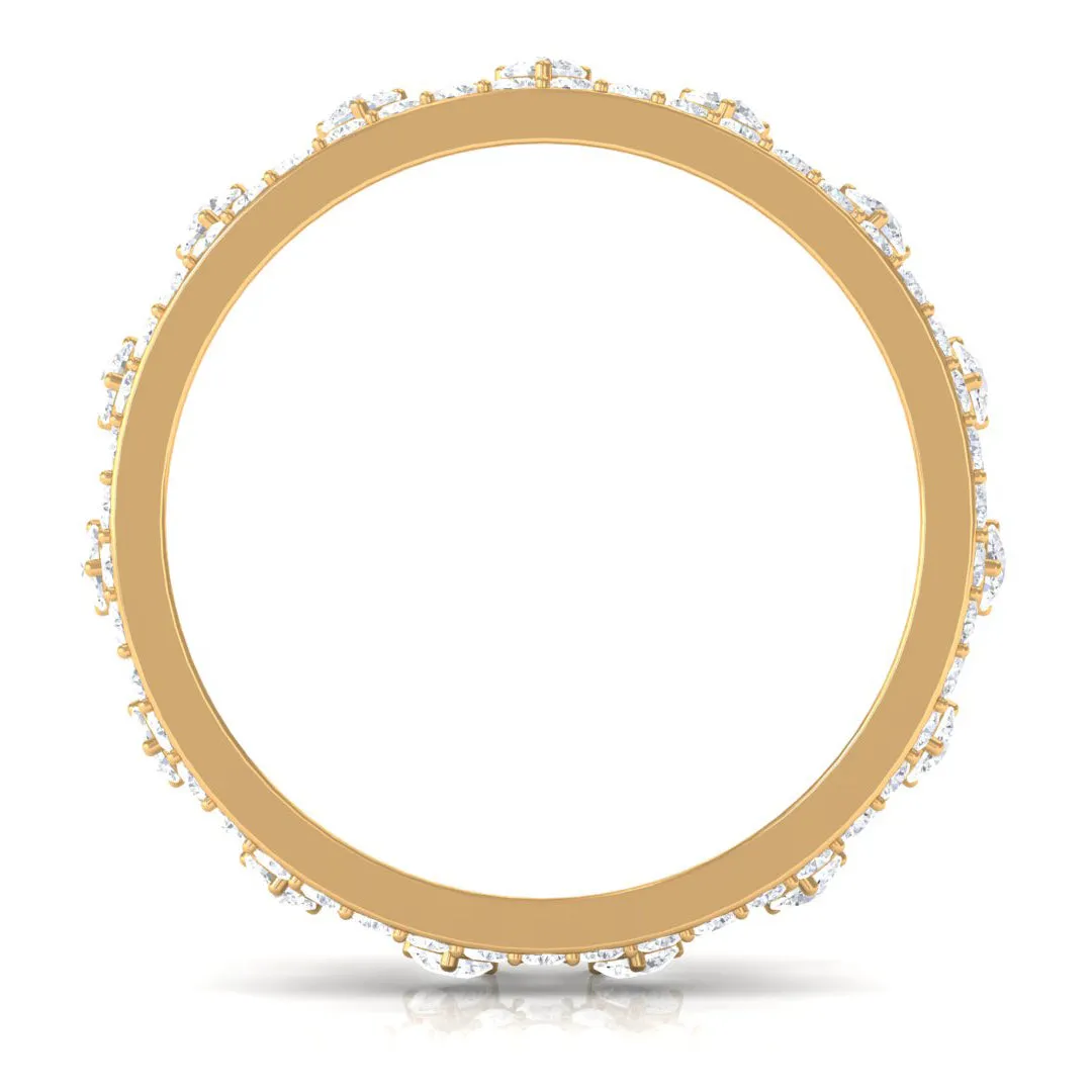 Round Moissanite Eternity Crown Wedding Ring