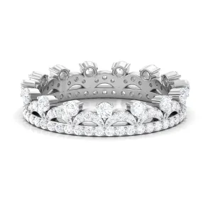 Round Moissanite Eternity Crown Wedding Ring