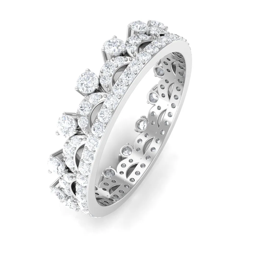 Round Moissanite Eternity Crown Wedding Ring