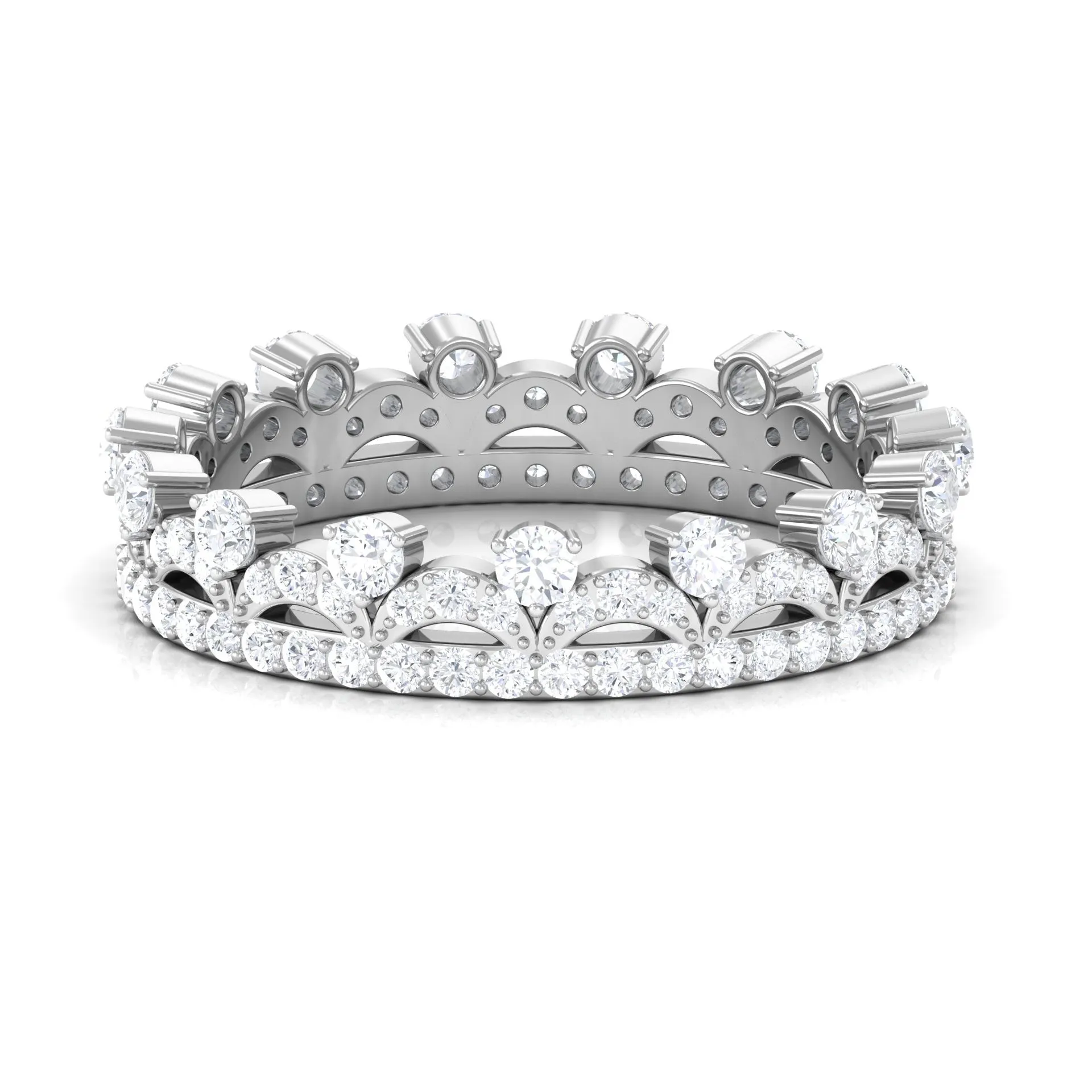 Round Moissanite Eternity Crown Wedding Ring