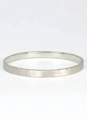 Rounded Hammered Silver Bangle
