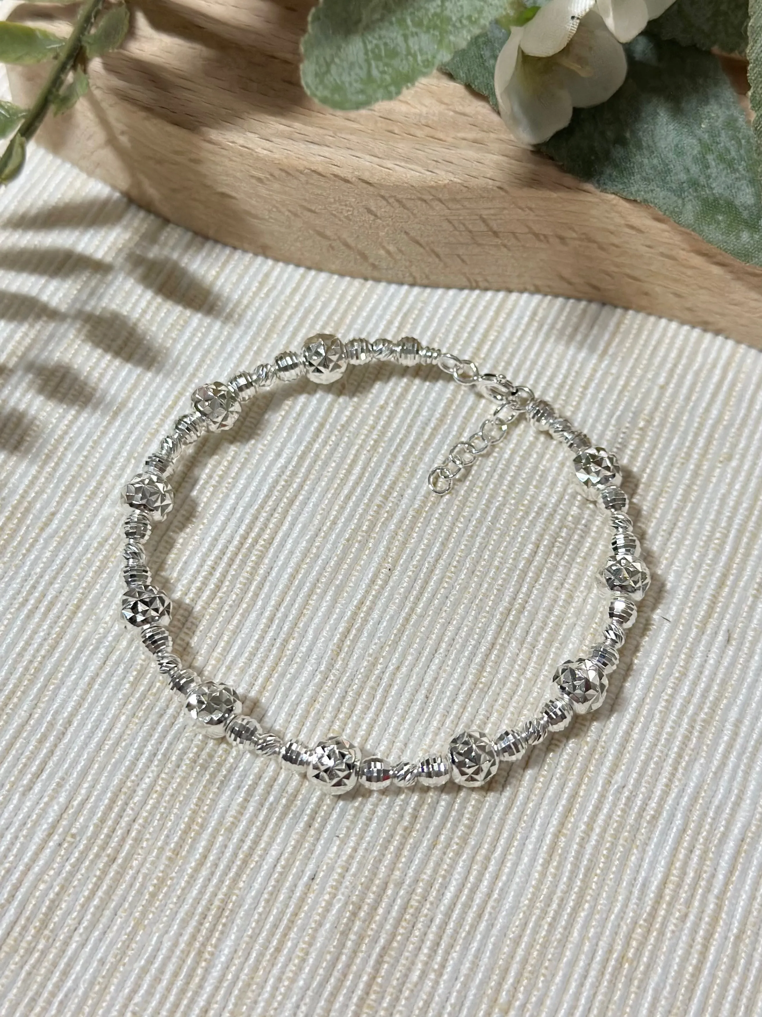 S925 Silver Bangle BG1811 纯银珠珠粒手镯