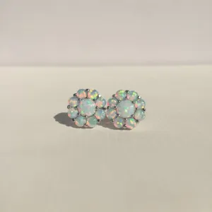 S925 Sterling Silver Opal Flower Earrings Opal Opal Jewelry