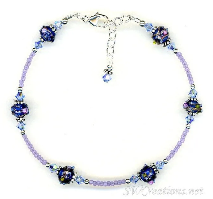 Sapphire Crystal Cobalt Beaded Anklet