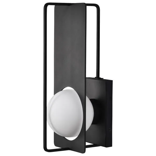 Satco 62/1610 Portal - 6W LED - Large Wall Lantern - Matte Black with White Opal Glass