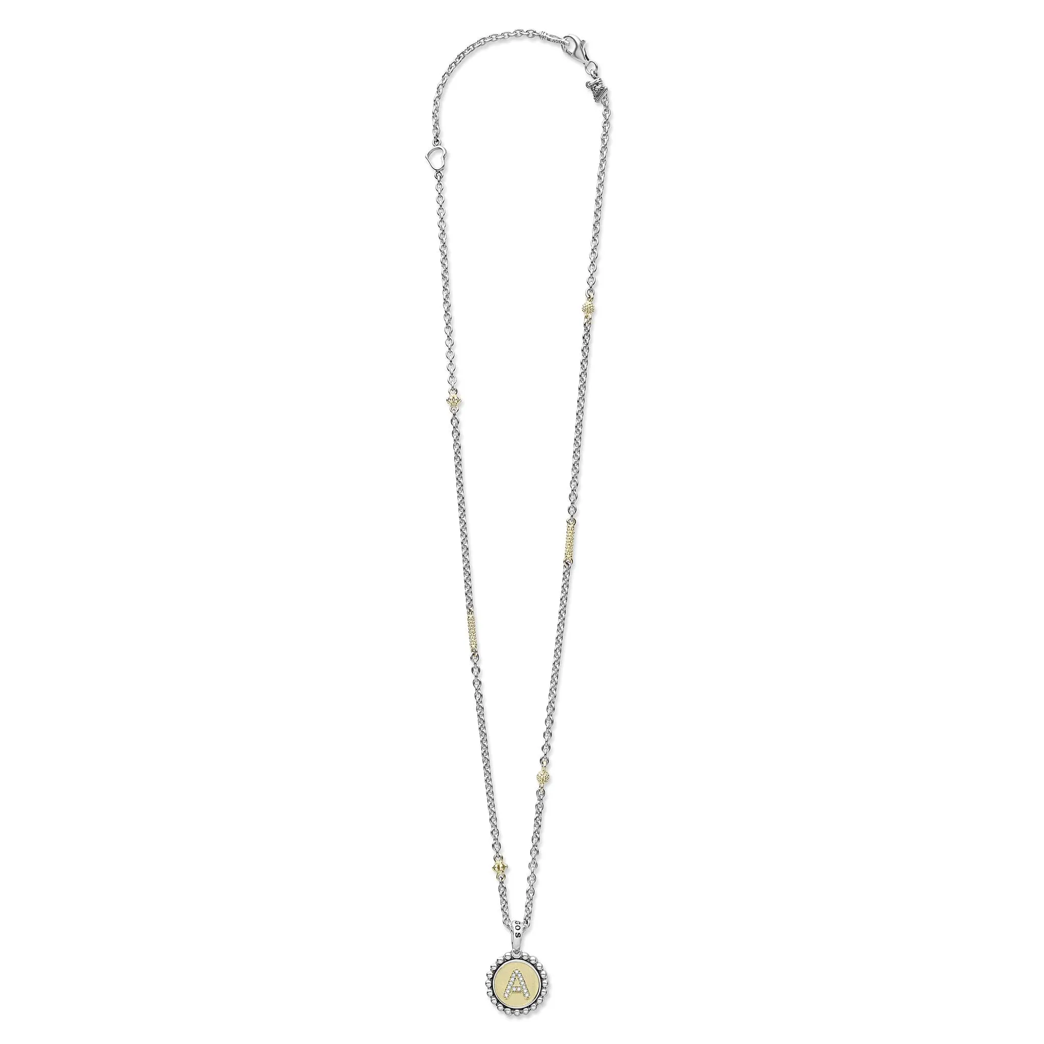 Signature Caviar A Initial Diamond Charm Necklace