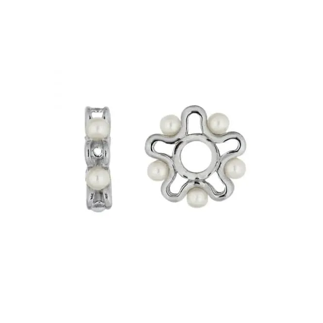 Silver & Pearl Wheel Charm S089PRL
