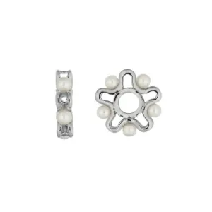 Silver & Pearl Wheel Charm S089PRL