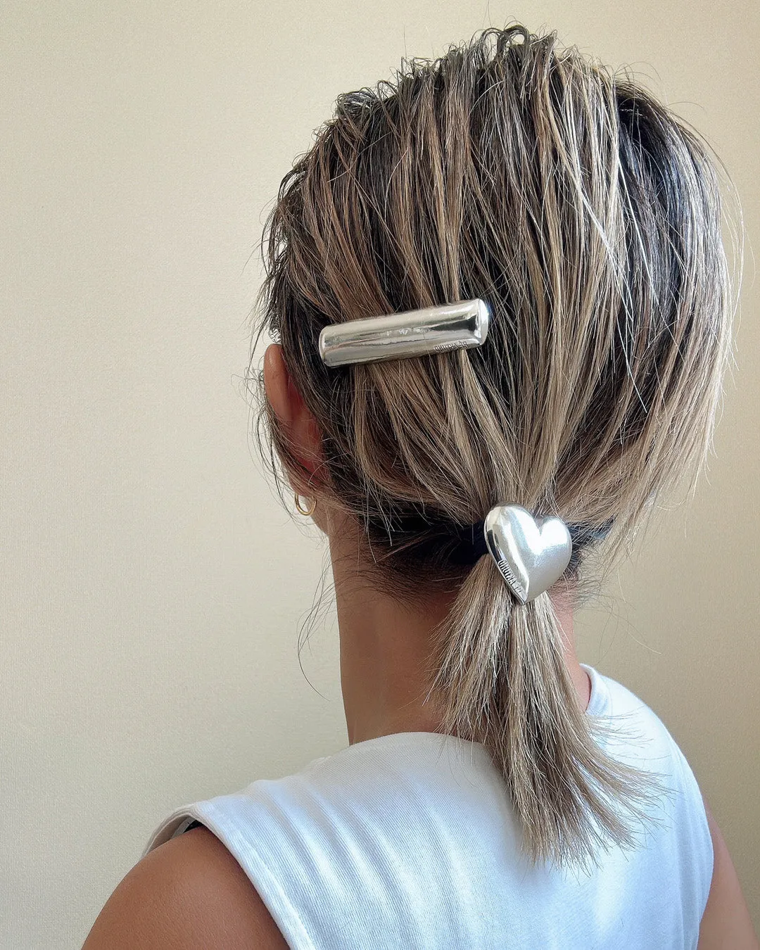 Silver Metal Heart Pony