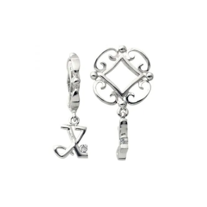 Silver X Initial Dangle Charm S223D