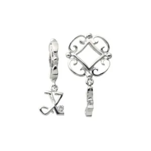 Silver X Initial Dangle Charm S223D