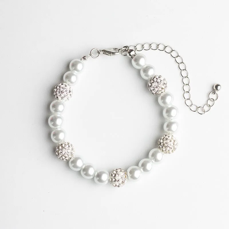 Simple Glass Pearl Pendant Bracelet