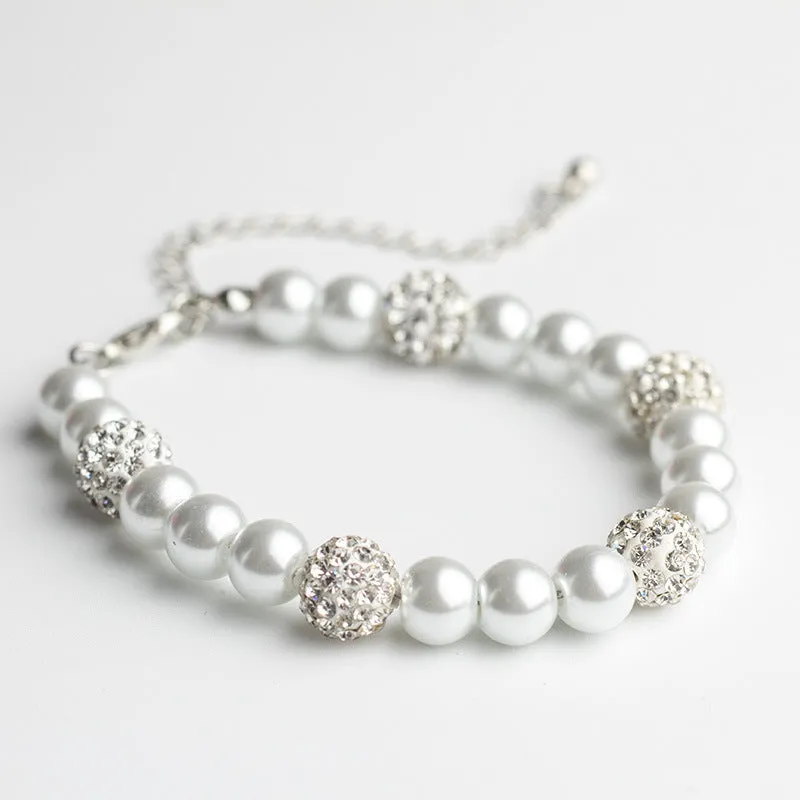 Simple Glass Pearl Pendant Bracelet