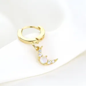 Small Opal Moon Earring