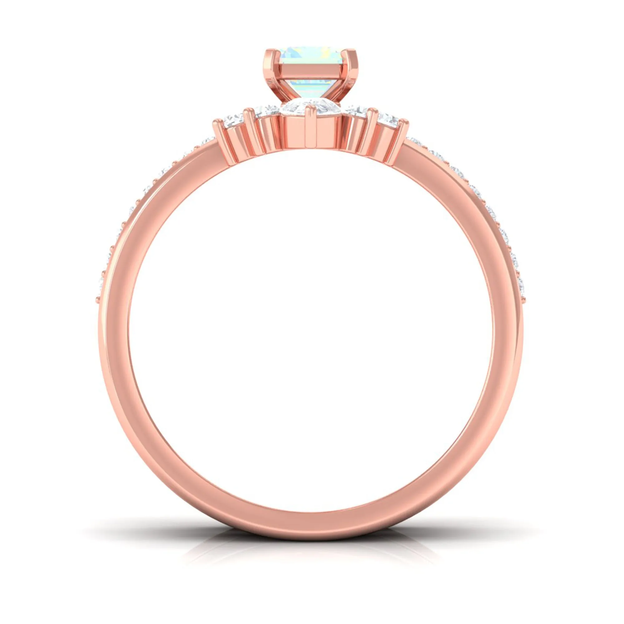 Solitaire Ethiopian Opal Trio Wedding Ring Set with Moissanite