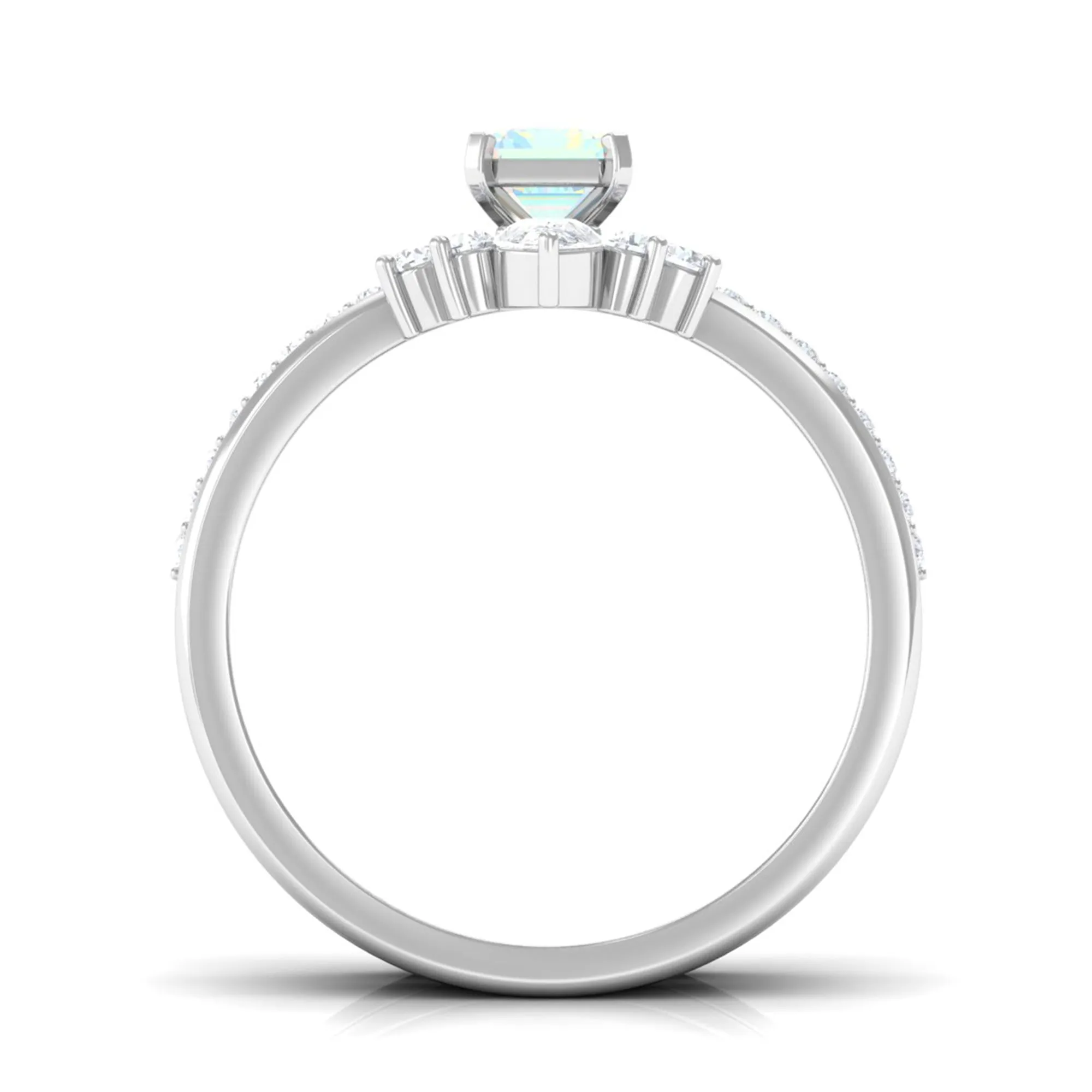 Solitaire Ethiopian Opal Trio Wedding Ring Set with Moissanite