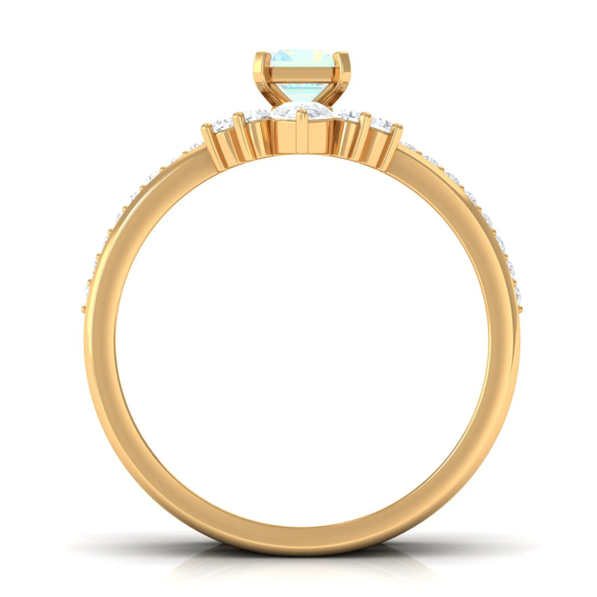 Solitaire Ethiopian Opal Trio Wedding Ring Set with Moissanite