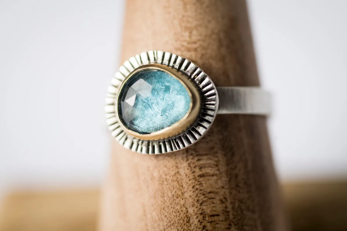 Sorento London Blue Topaz Ring in Gold w/ Silver, Size 7 1/4