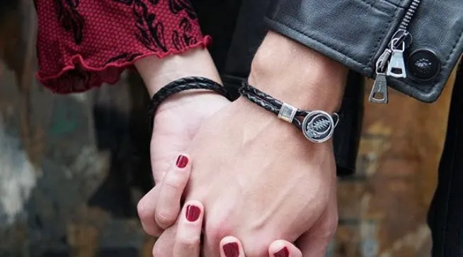 Steal Your Face Sterling Silver Leather Bracelet