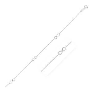 Sterling Silver Anklet with Infinity Symbols