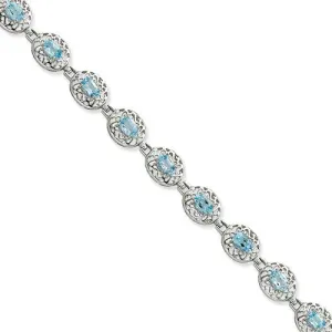 Sterling Silver Blue Topaz Filigree Bracelet