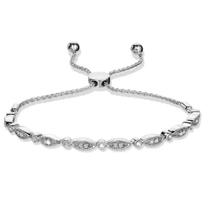STERLING SILVER VINTAGE DIAMOND BOLO BRACELET