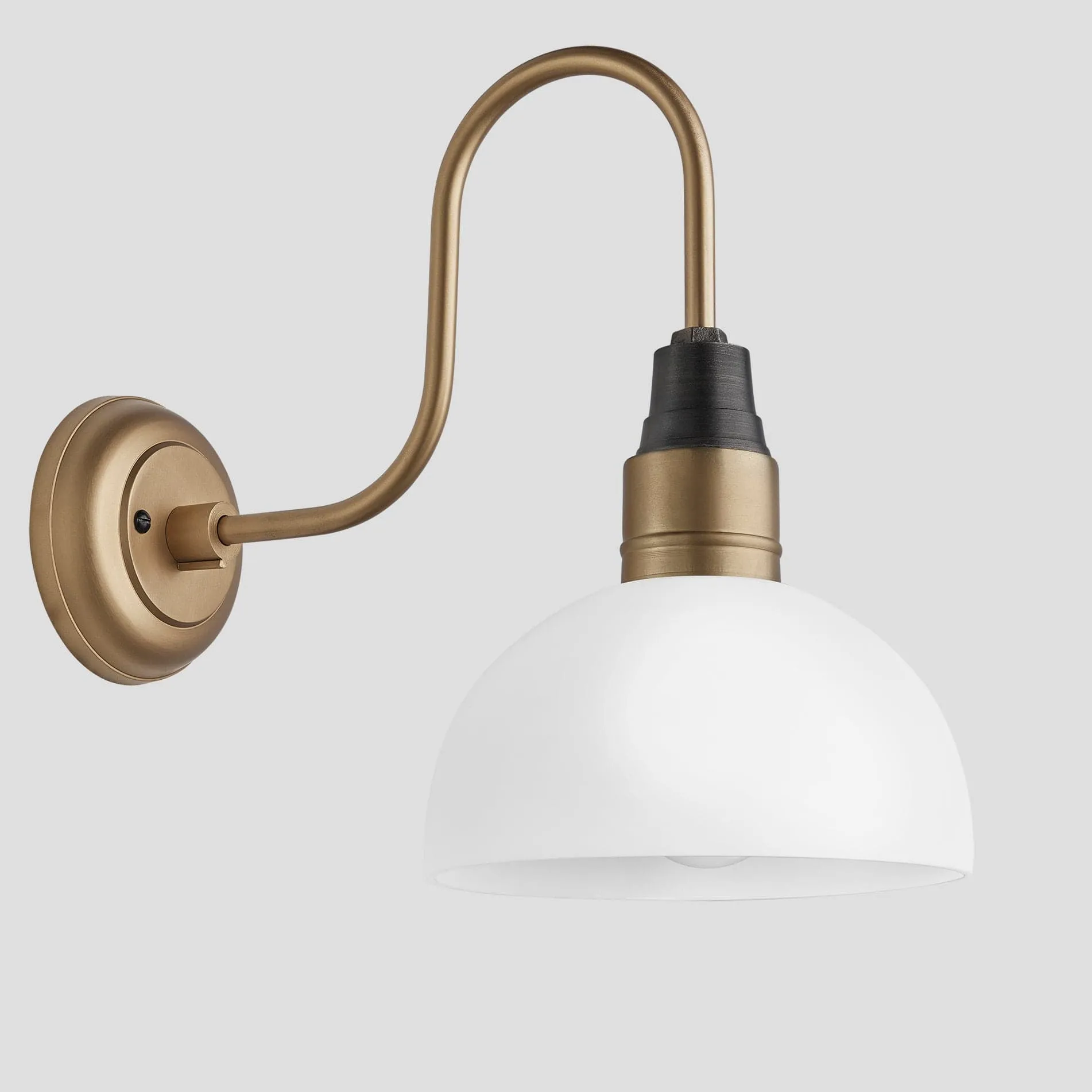 Swan Neck Opal Glass Dome Wall Light - 8 Inch