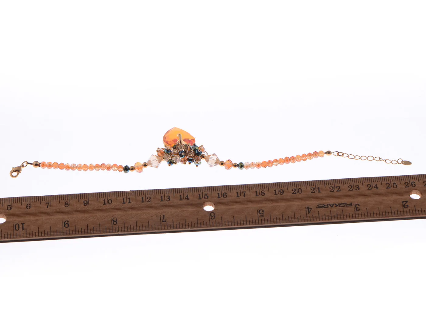 Swarovski Crystal Baroque Multi Beads Topaz Colored Lucky Heart Forever Charm Wrist Ornament