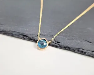 Swiss Blue Topaz Heart Briolette Pendant Necklace