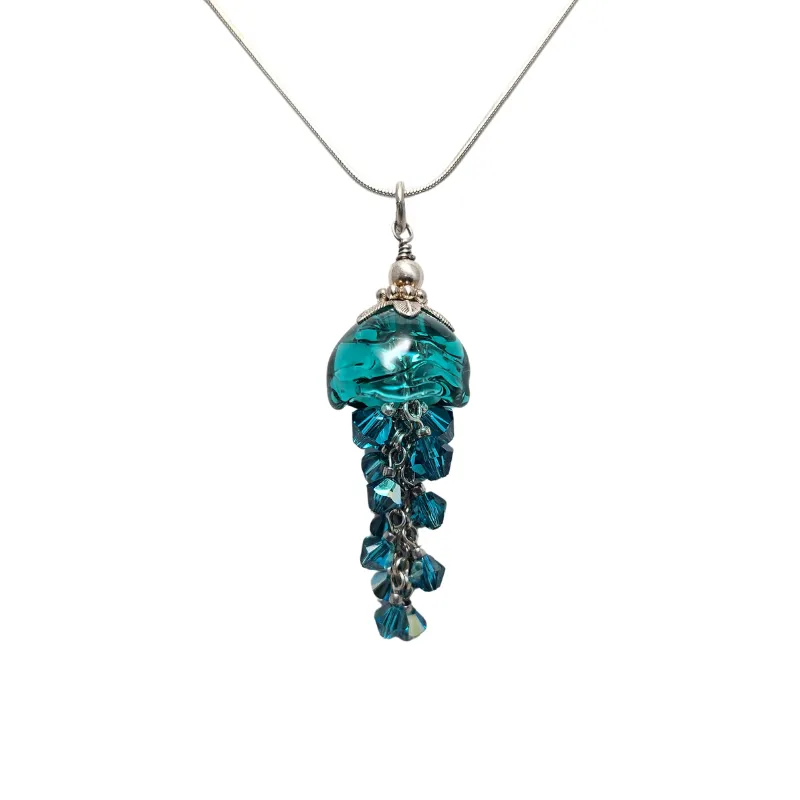 Teal Jellyfish Necklace